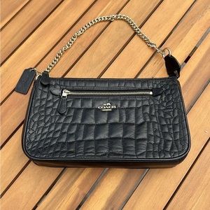 COACH Nolita 24 Clutch Wristlet Bag Purse Black Croc Gold Chain